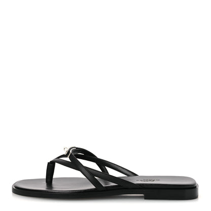Hermes Calfskin Miss Sandals 37 Black 1 of 11