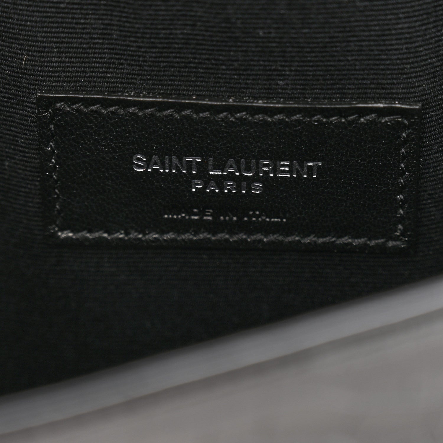 Saint Laurent Calfskin Crocodile Embossed Uptown Monogram Clutch Black 6 of 7