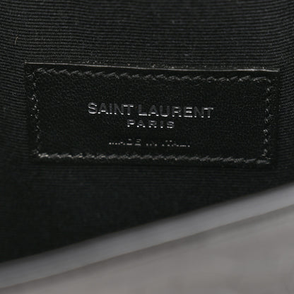 Saint Laurent Calfskin Crocodile Embossed Uptown Monogram Clutch Black 6 of 7