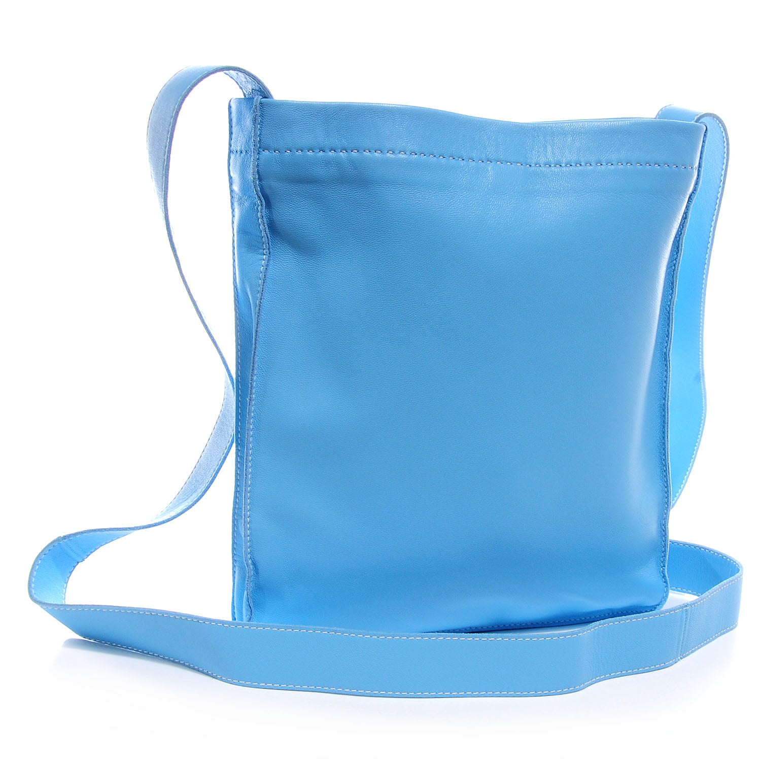 Hermes Lambskin Clou De Selle Pouch Blue Jean 3 of 7