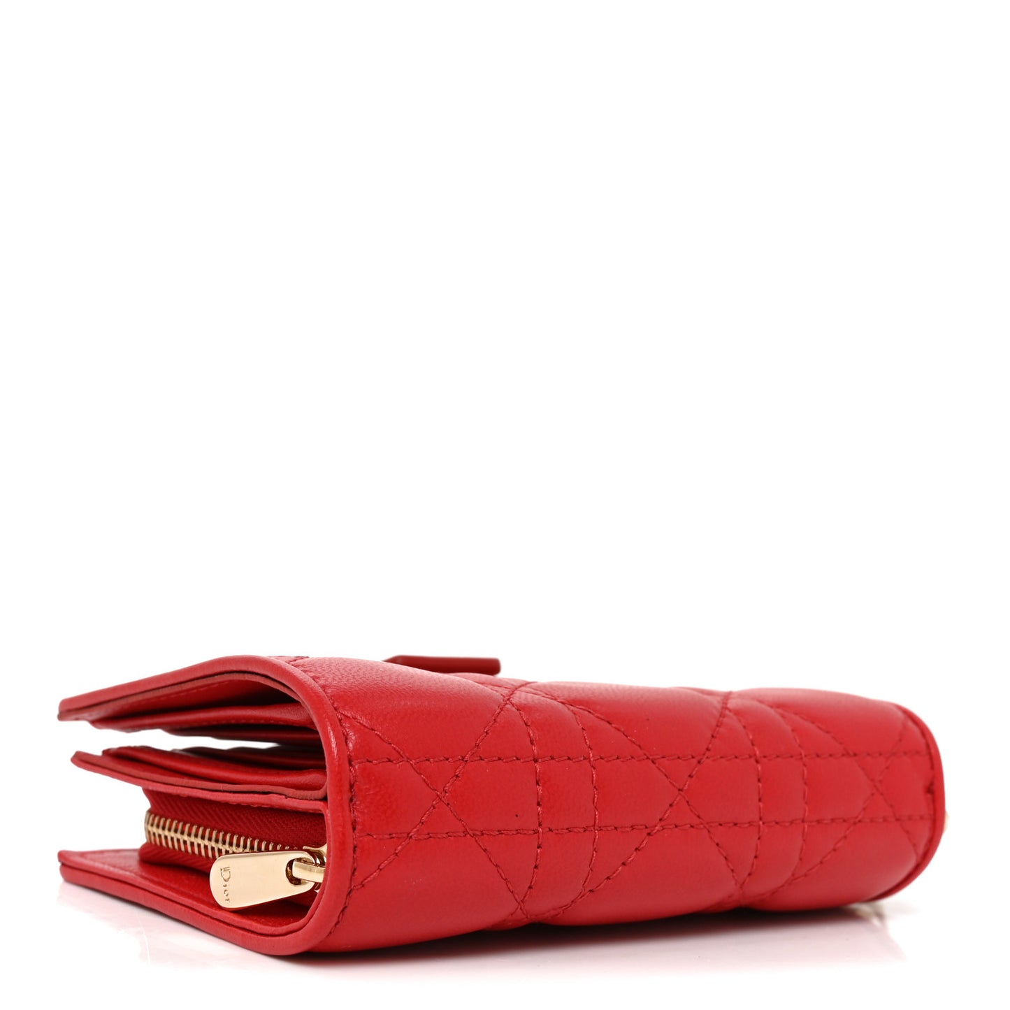 Lambskin Cannage Lady Dior Eden Wallet Rouge Vif