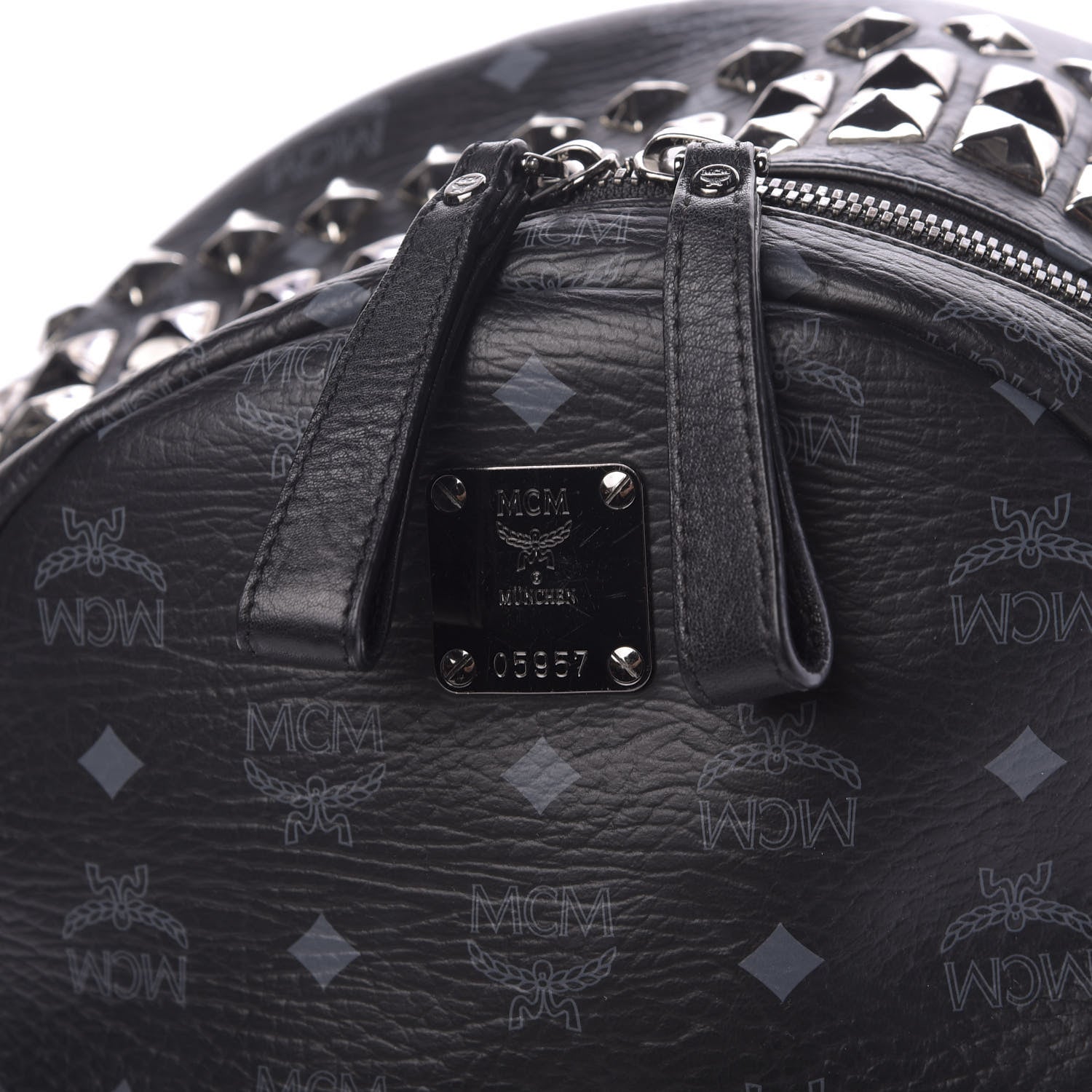 MCM Visetos Studded Medium Backpack Black 9 of 10
