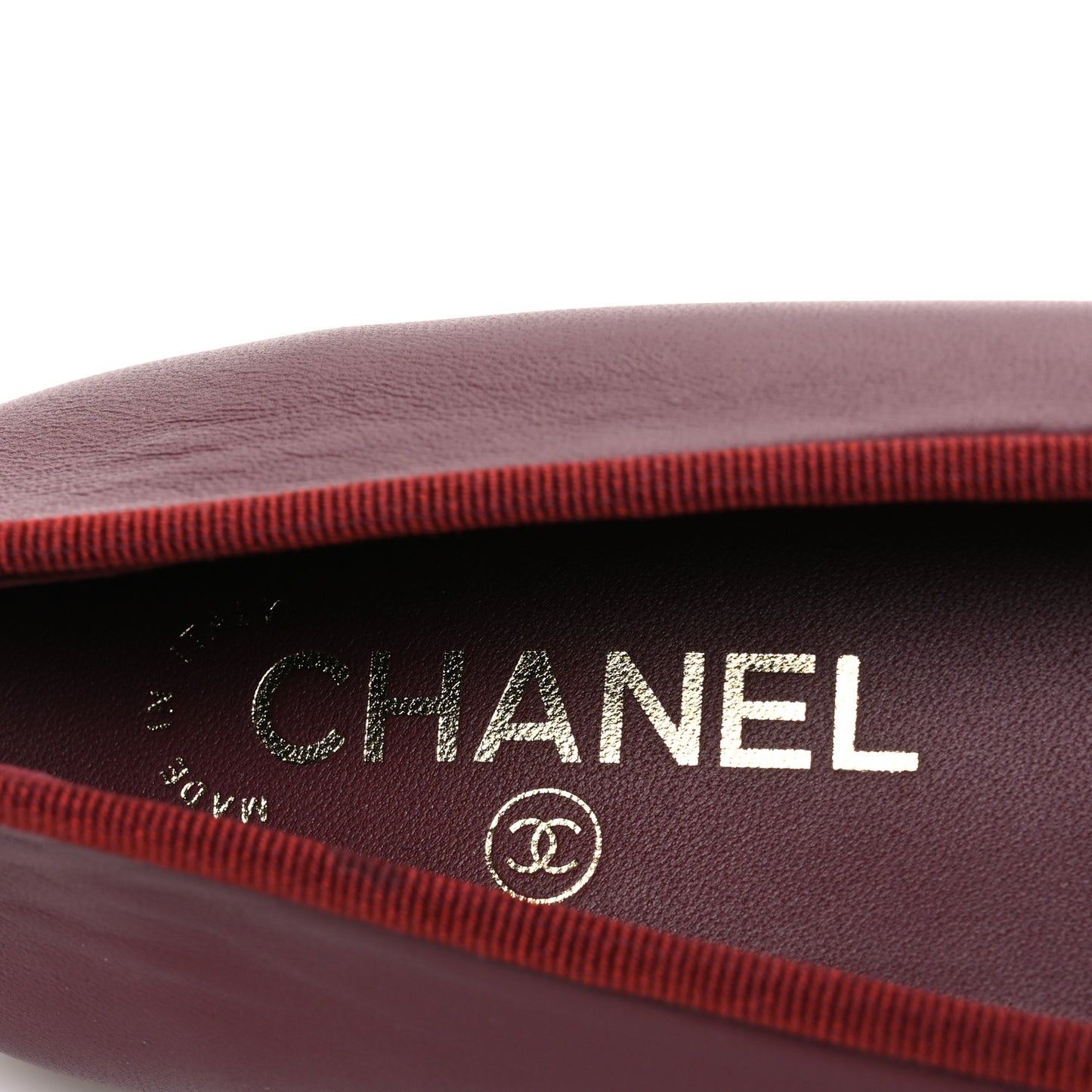 Lambskin Cap Toe CC Ballerina Flats 38.5 Burgundy Pink