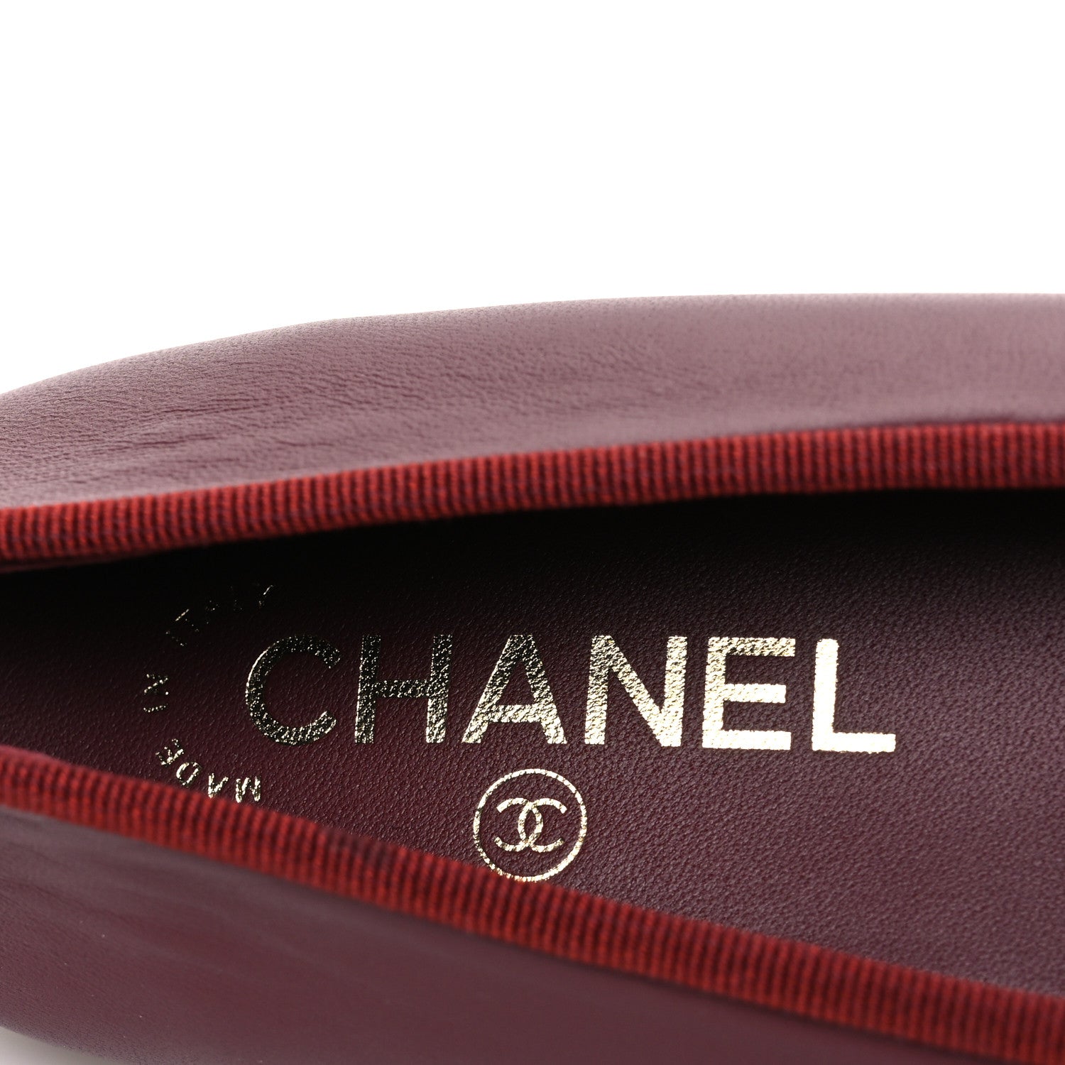 Chanel Lambskin Cap Toe CC Ballerina Flats 38.5 Burgundy Pink 9 of 11