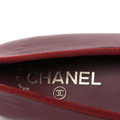Chanel Lambskin Cap Toe CC Ballerina Flats 38.5 Burgundy Pink 9 of 11