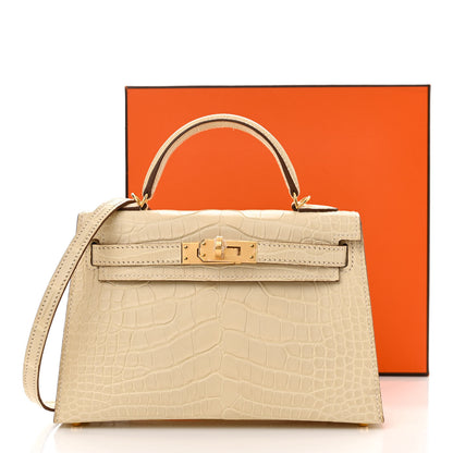Hermes Matte Alligator Mini Kelly Sellier 20 Vanille 11 of 11