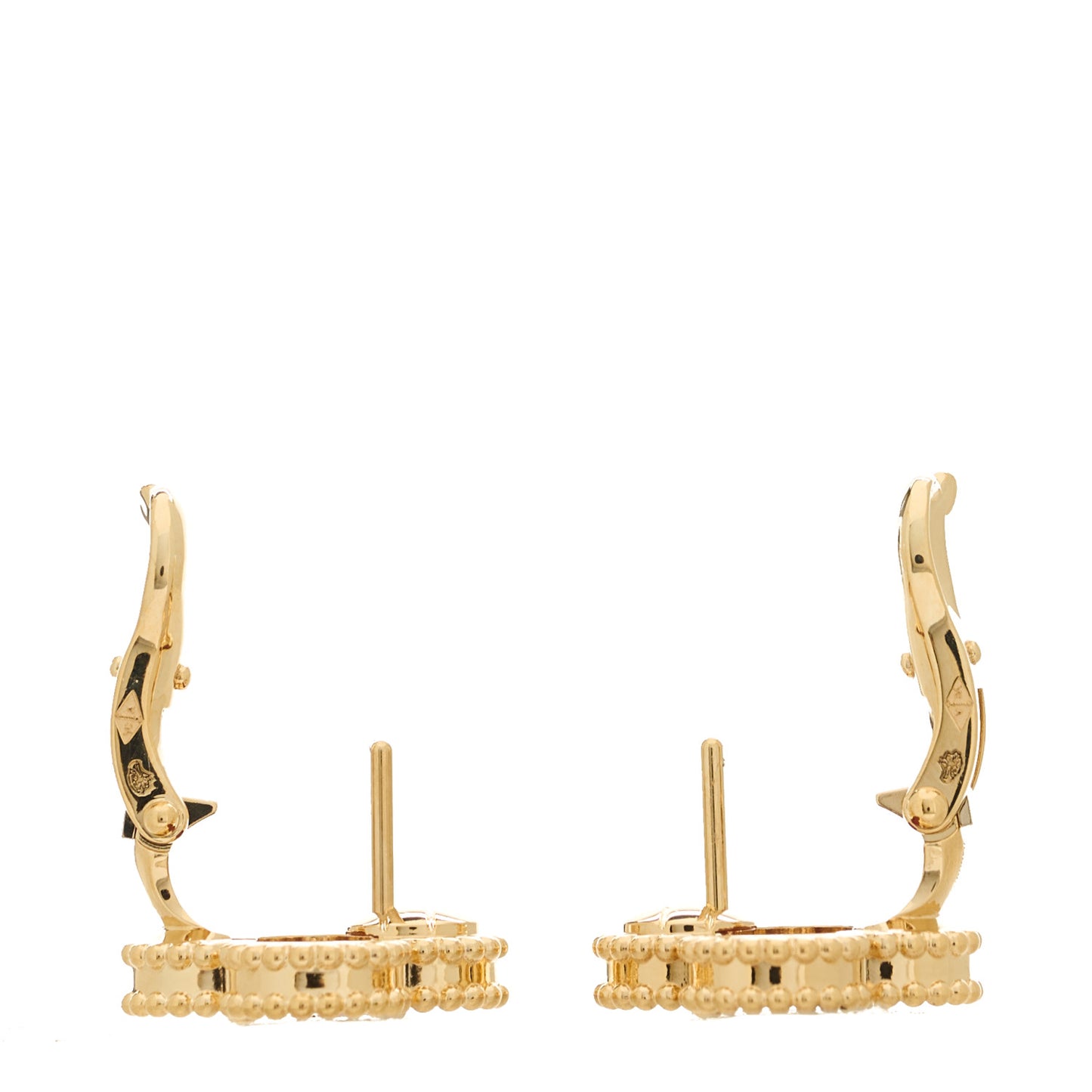 18K Yellow Gold Carnelian Vintage Alhambra Earrings
