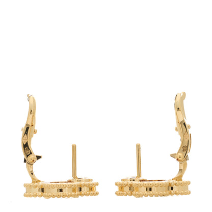 Van Cleef & Arpels 18K Yellow Gold Carnelian Vintage Alhambra Earrings 3 of 5