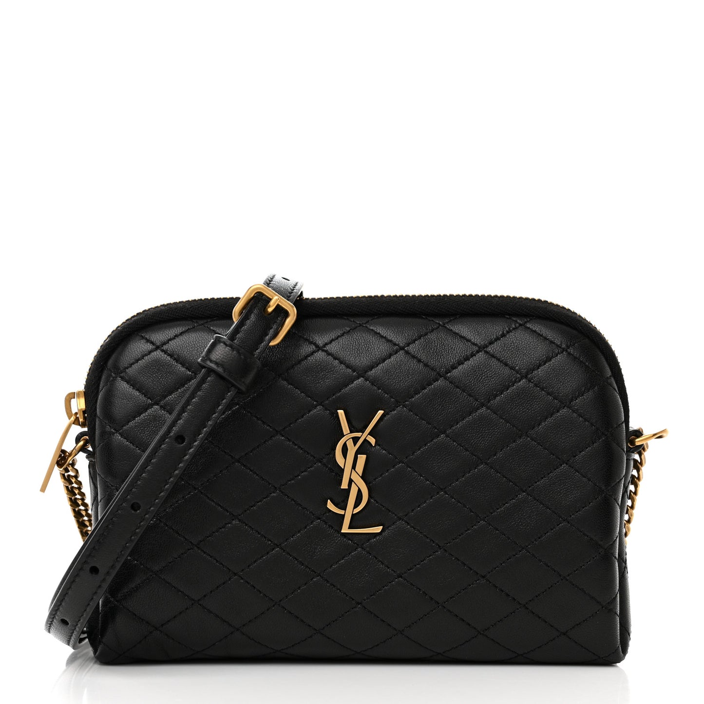 Lambskin Quilted Gaby Zipped Pouch Black