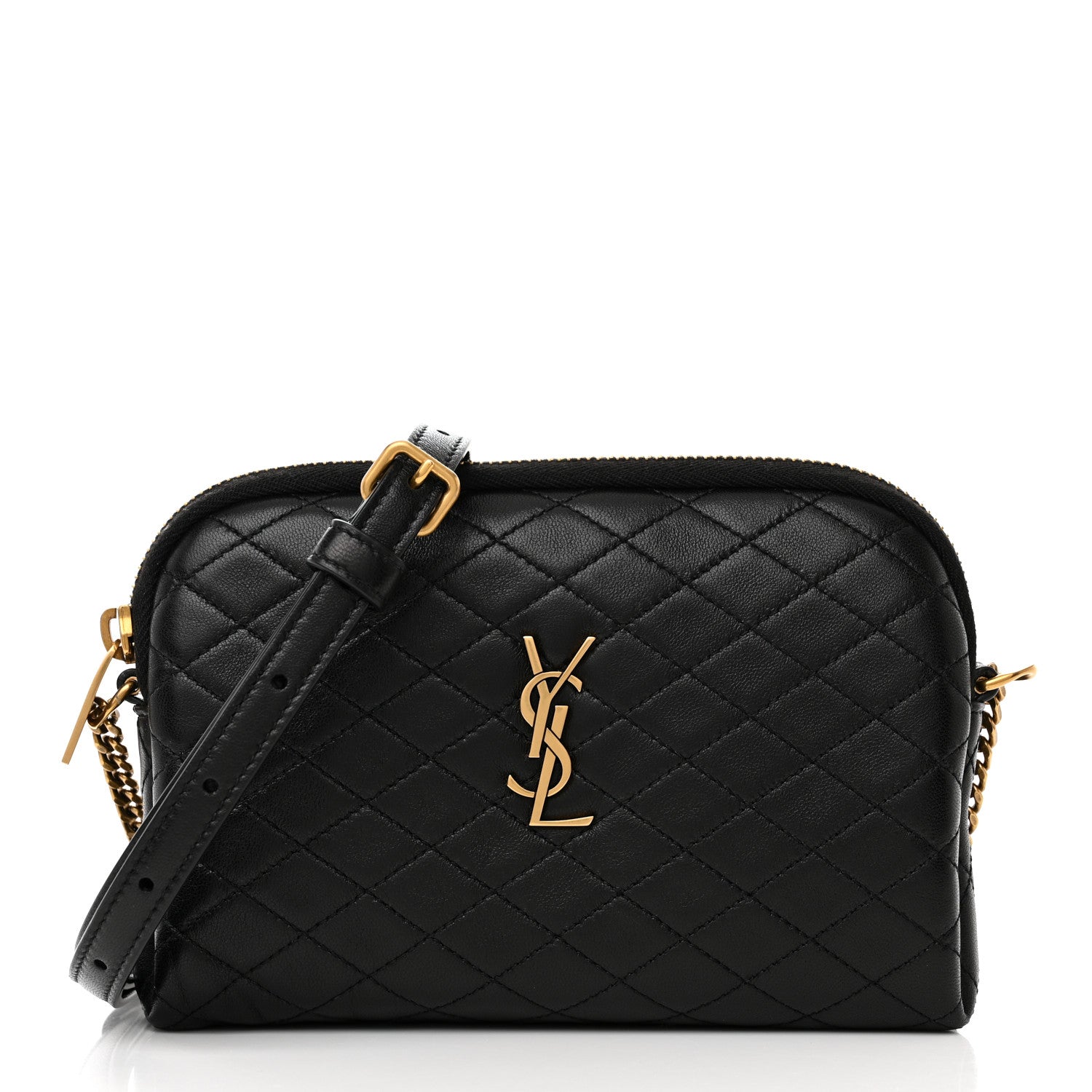 Saint Laurent Lambskin Quilted Gaby Zipped Pouch Black 1 of 10