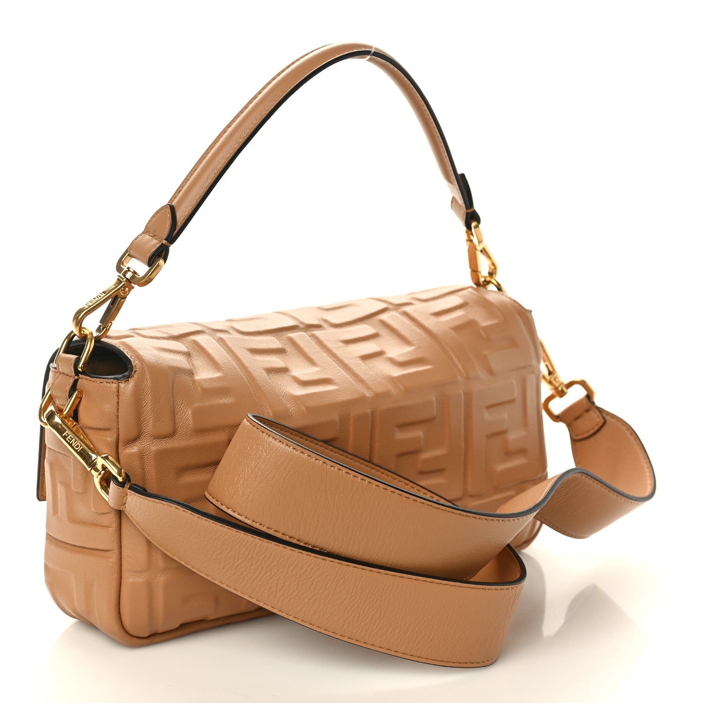 Nappa FF 1974 Embossed Baguette Miele Scuro