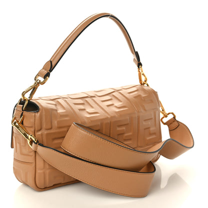 Fendi Nappa FF 1974 Embossed Baguette Miele Scuro 2 of 9