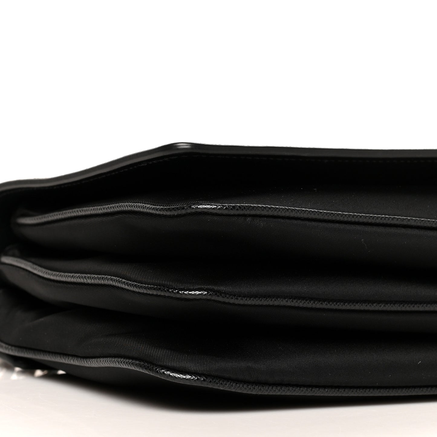 Saffiano Tessuto Nylon Chain Shoulder Bag Black