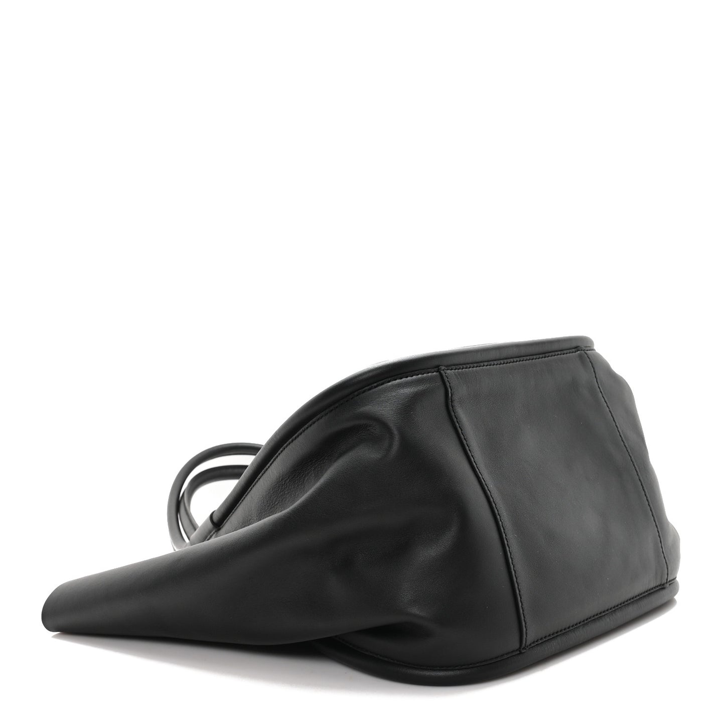 Calfskin Large Ruched Tote Black