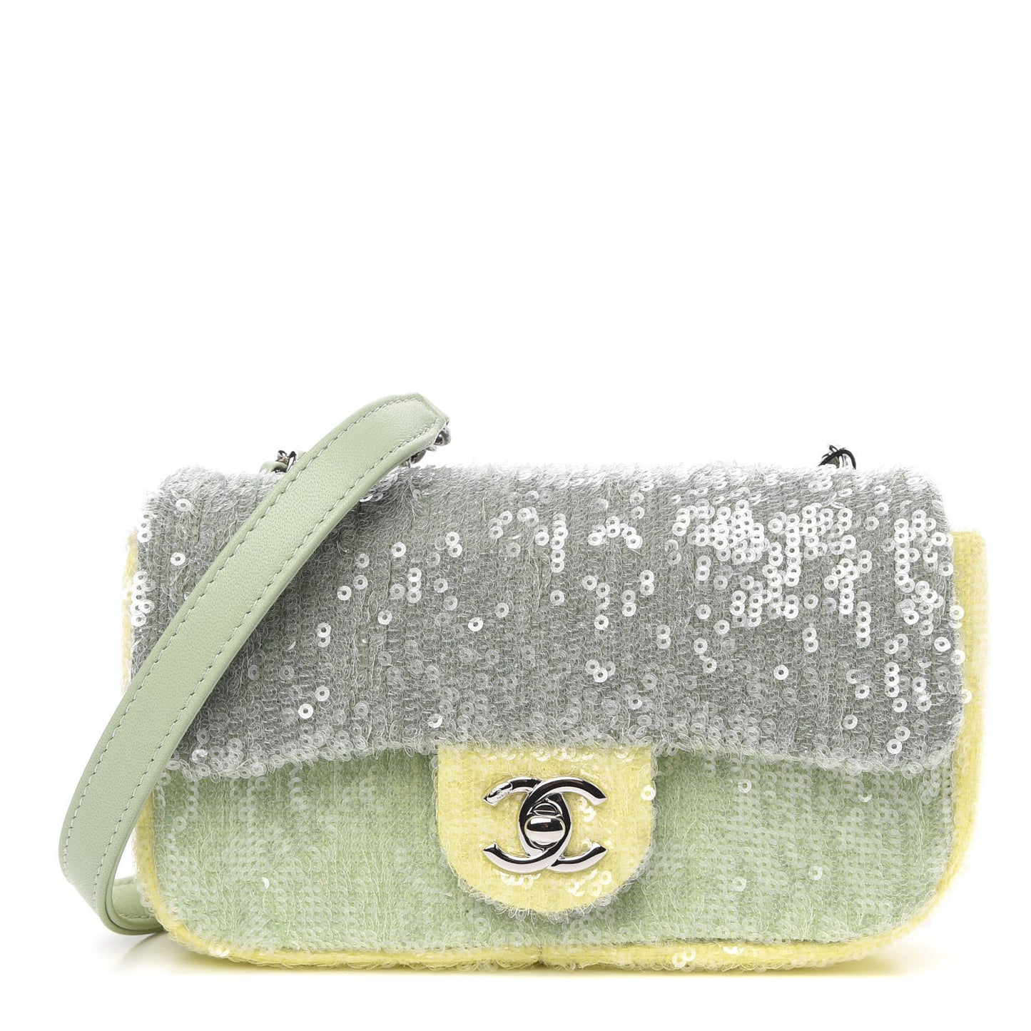 Sequin Mini Waterfall Flap Green Light Green Yellow