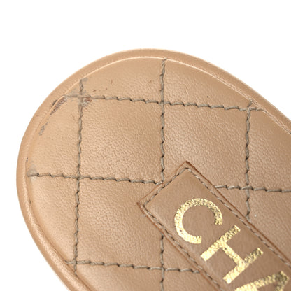 Chanel Lambskin Quilted CC Turnlock Sandals 39 Beige 11 of 14