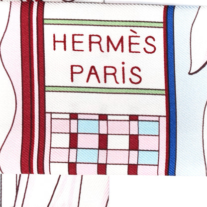 Hermes Silk Voltes Et Pirouettes Twilly Rose Ciel Bordeaux 3 of 5