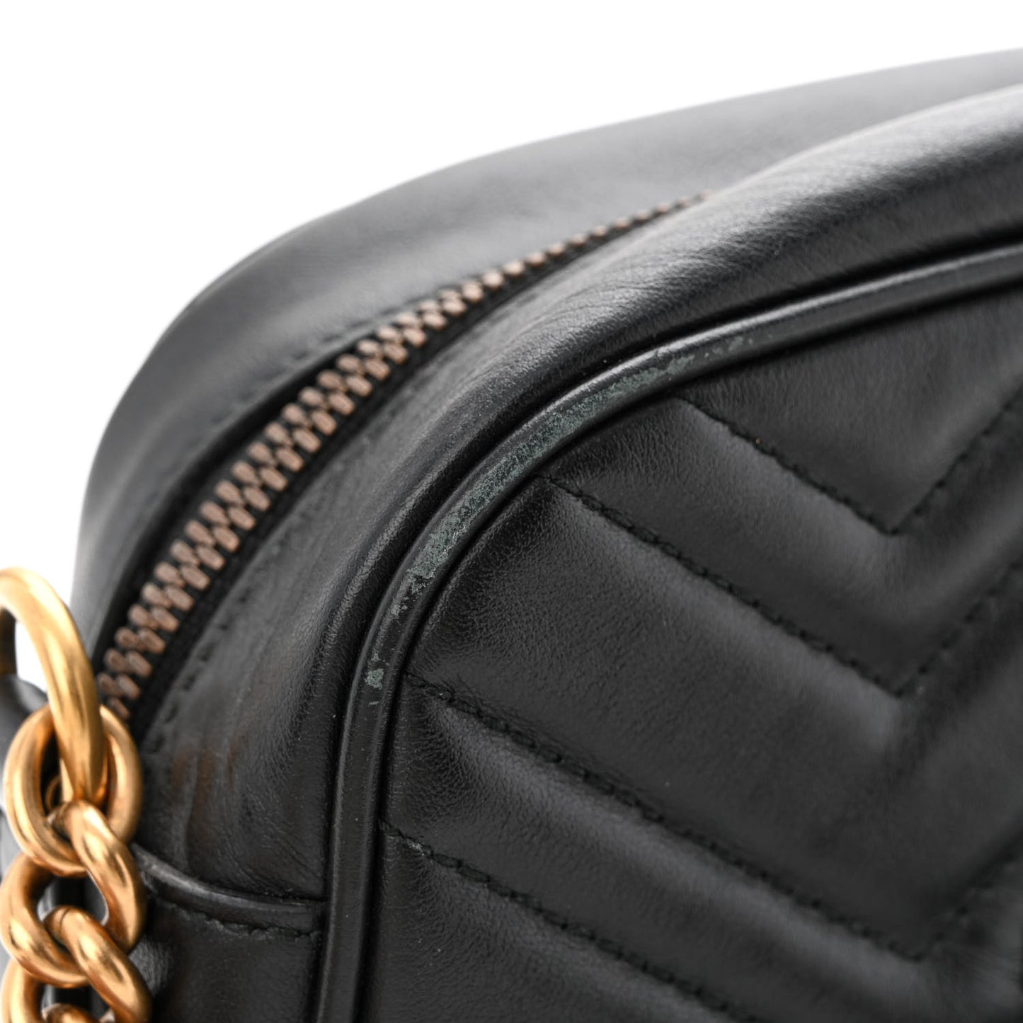 Calfskin Matelasse Small GG Marmont Chain Shoulder Bag Black