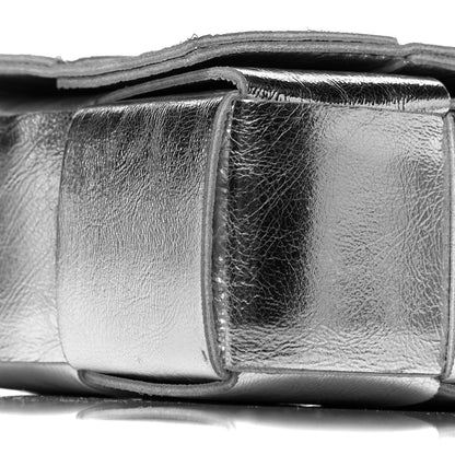 Bottega Veneta Metallic Lambskin Maxi Intrecciato Cassette Crossbody Bag Silver 8 of 9