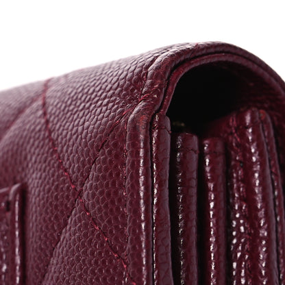 Chanel Caviar Quilted Large Gusset Flap Wallet Burgundy 15 of 17