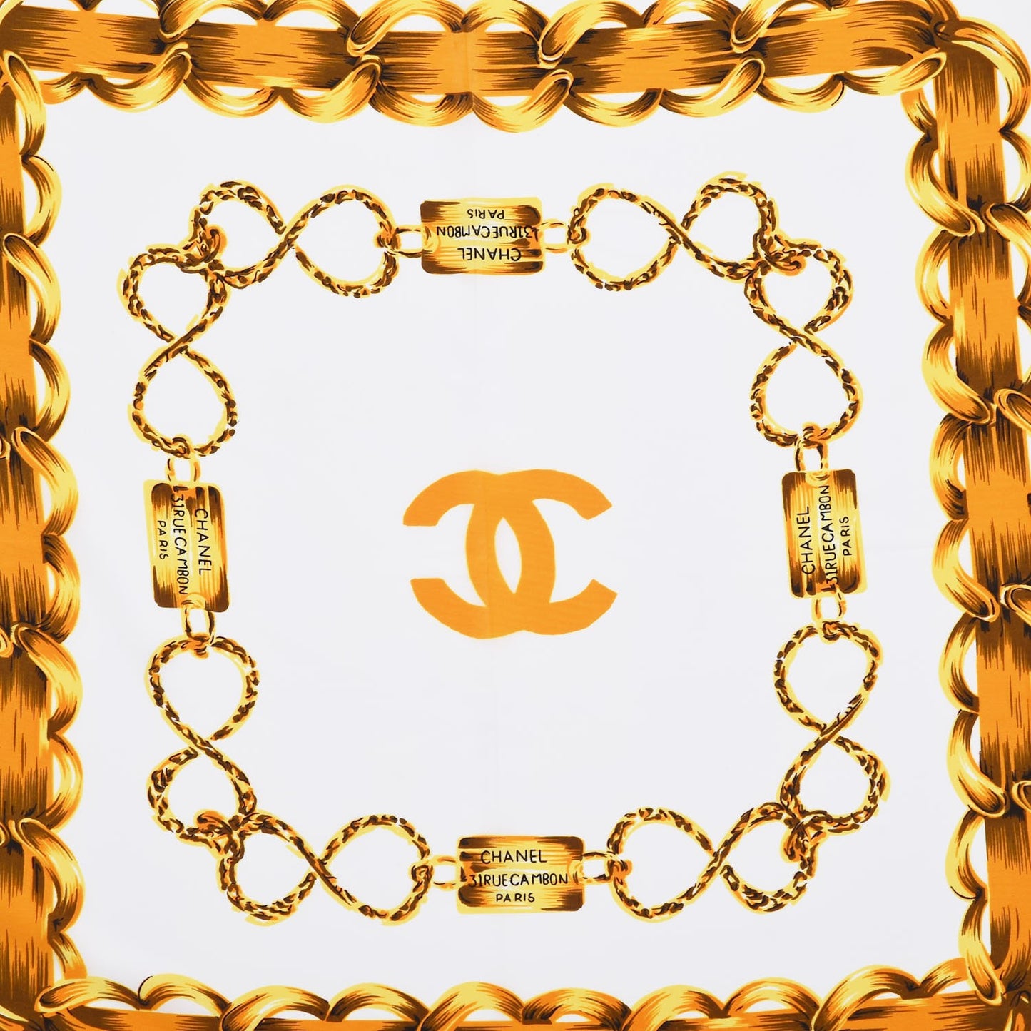 Silk CC Chain Scarf White
