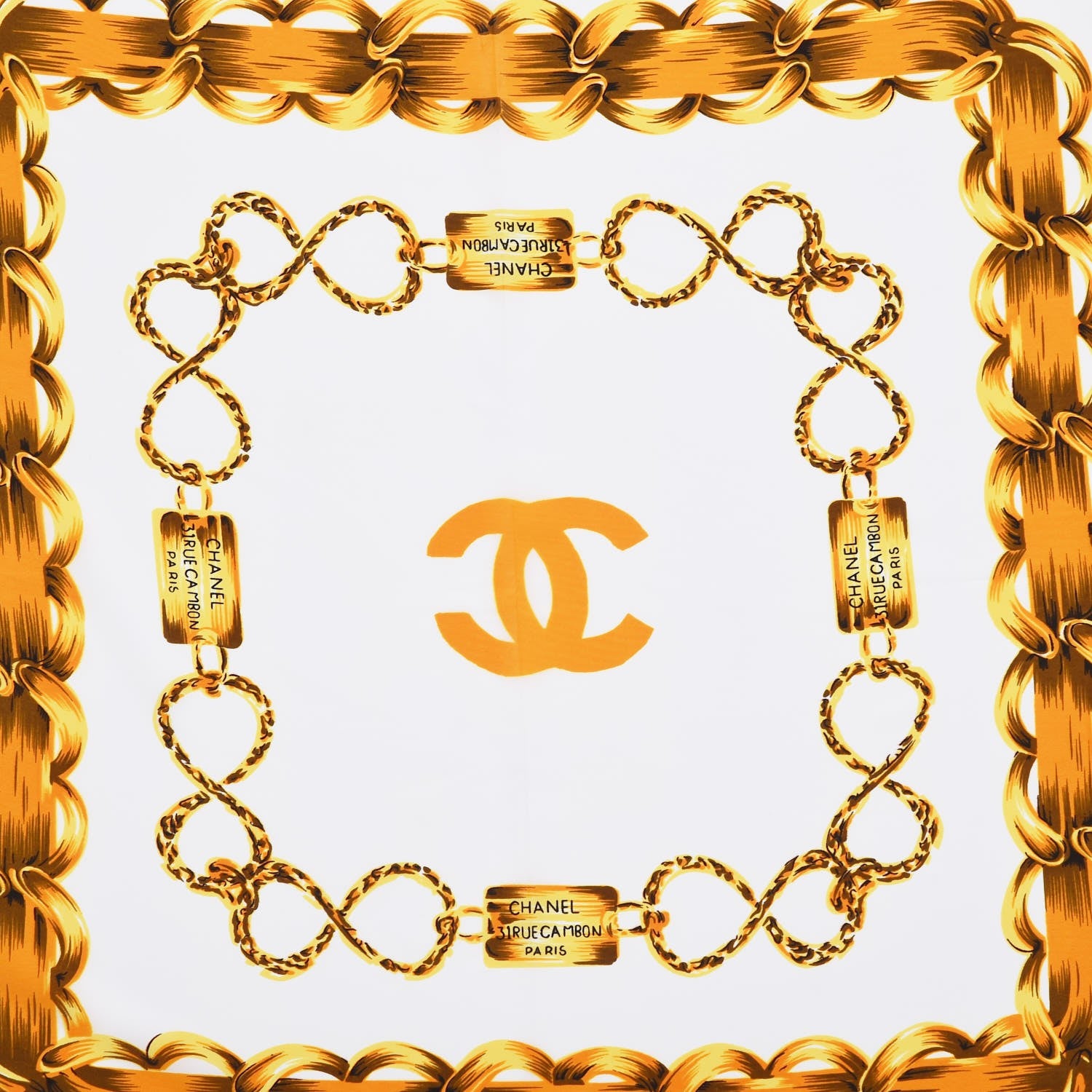 Chanel Silk CC Chain Scarf White 3 of 5