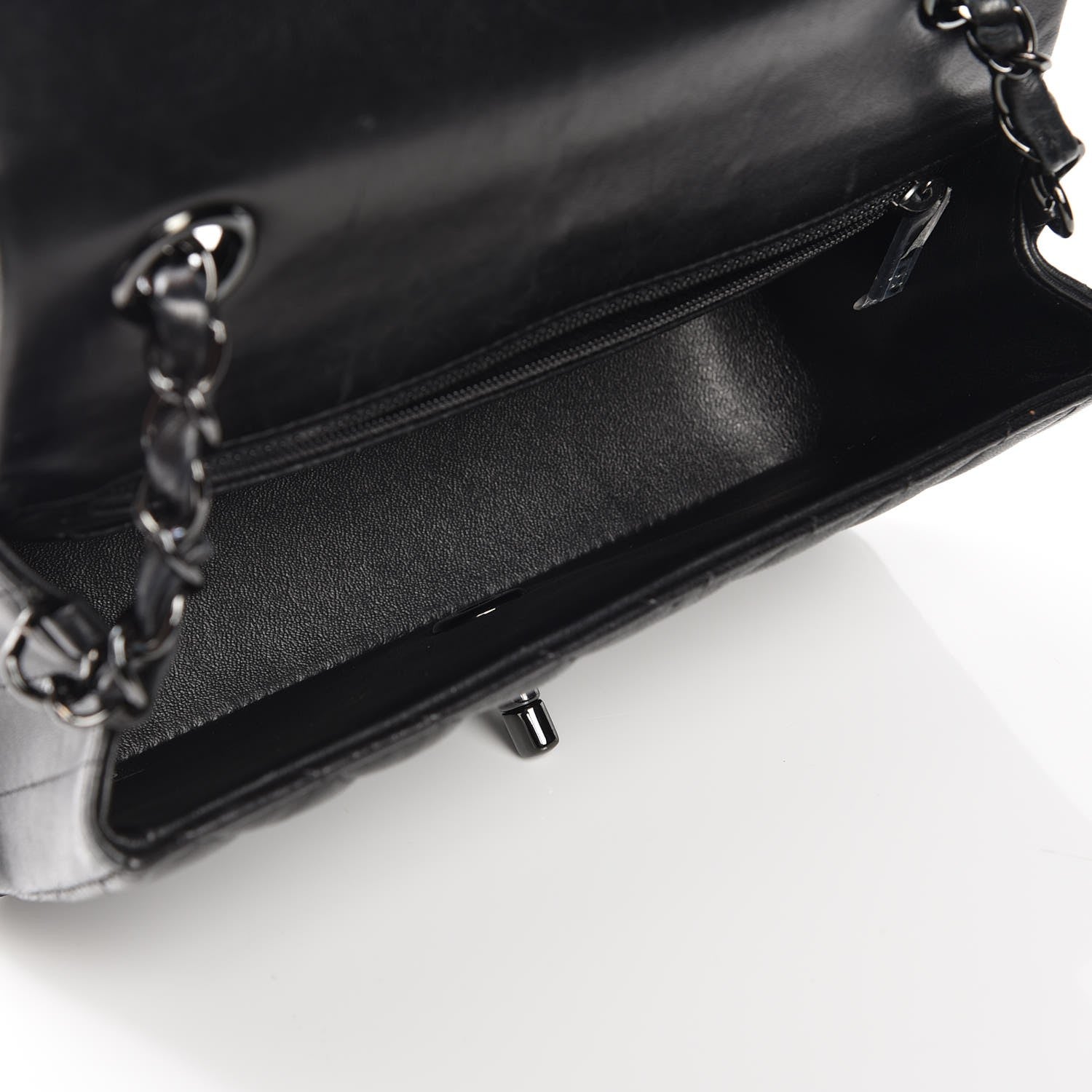 Chanel Lambskin Chevron Quilted Mini Rectangular Flap So Black 5 of 8