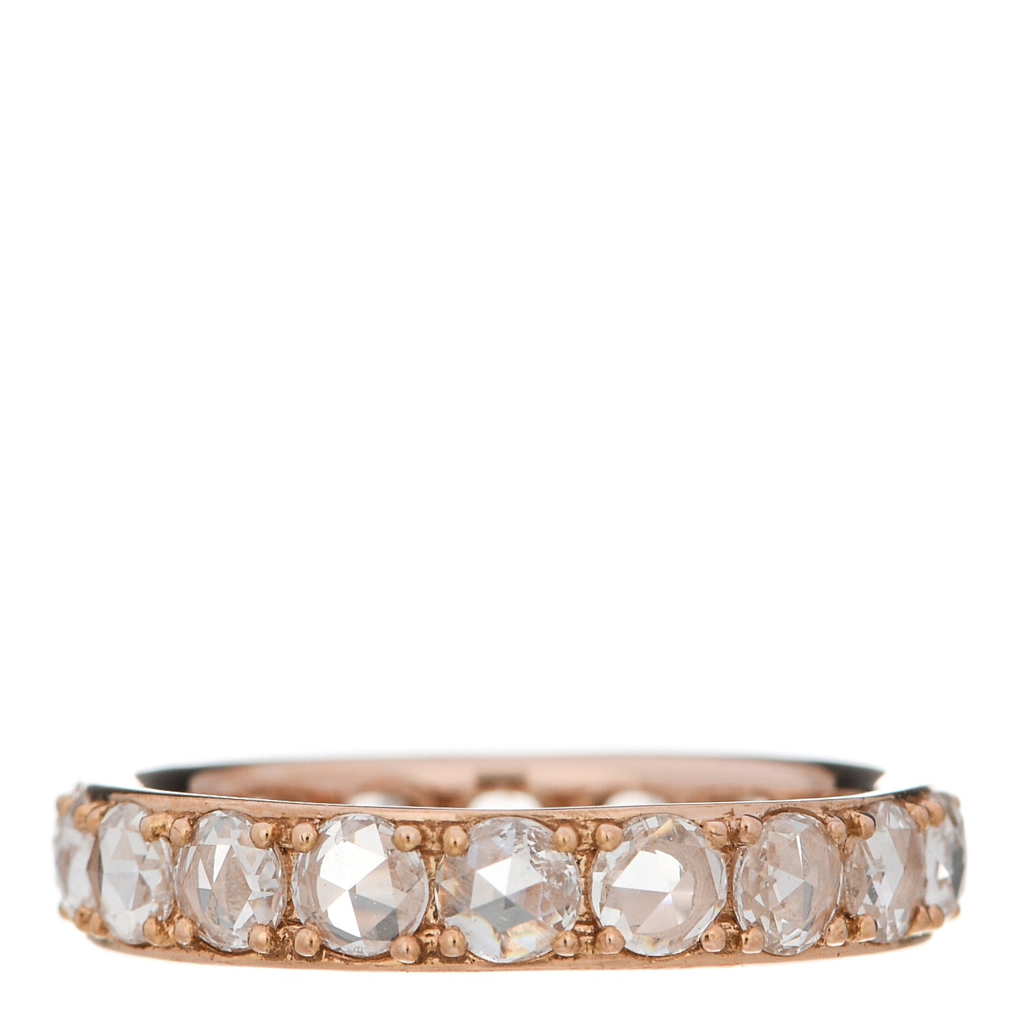 18K Rose Gold Diamond Metro Rose Cut Eternity Band Ring 49 5