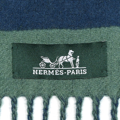 Hermes Cashmere Casaque Love Story Muffler Vert Indigo 3 of 4