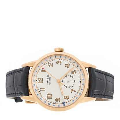 Tiffany 18K Rose Gold Alligator 40mm CT60 Chronograph Annual Calendar Automatic Watch 2 of 5