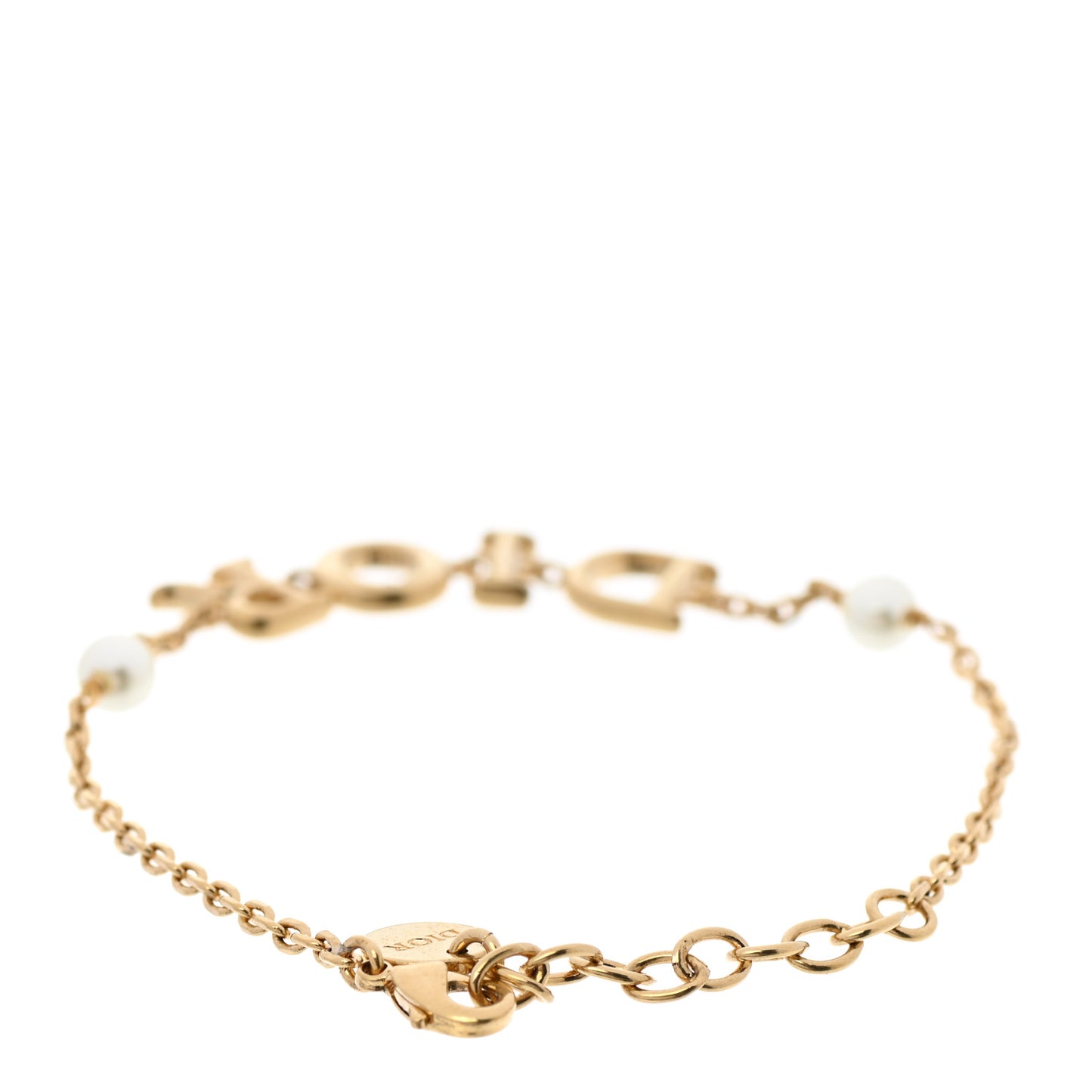 Metal Pearl Logo Bracelet Gold