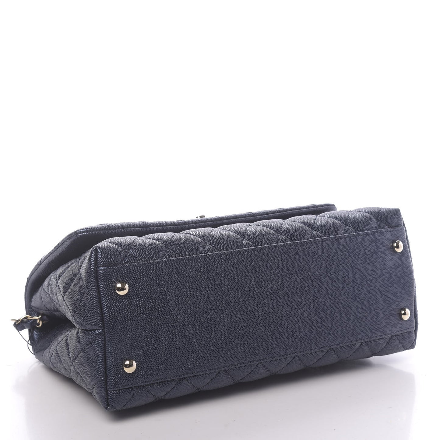 Iridescent Caviar Quilted Small Coco Handle Flap Dark Blue