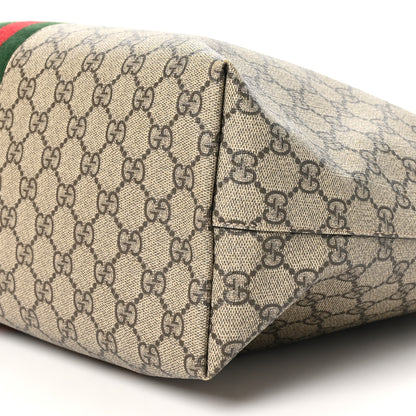 Gucci GG Supreme Monogram Textured Calfskin Web Medium Ophidia Shopping Tote Beige Ebony New Acero 10 of 10