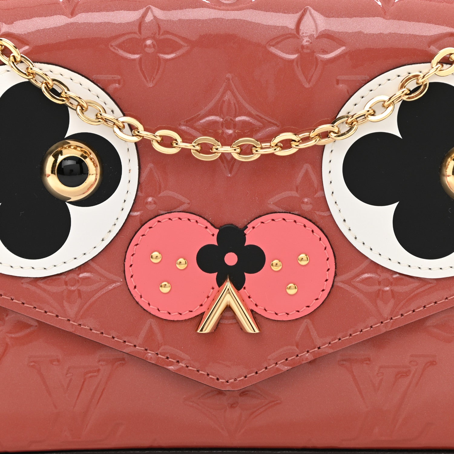 Louis Vuitton Vernis Valentine Dog Pochette Felicie Chain Wallet Pink 11 of 12