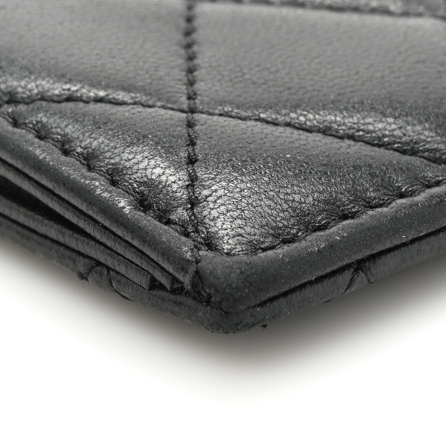 Chanel Lambskin Quilted Zip Card Holder Black 10 of 13
