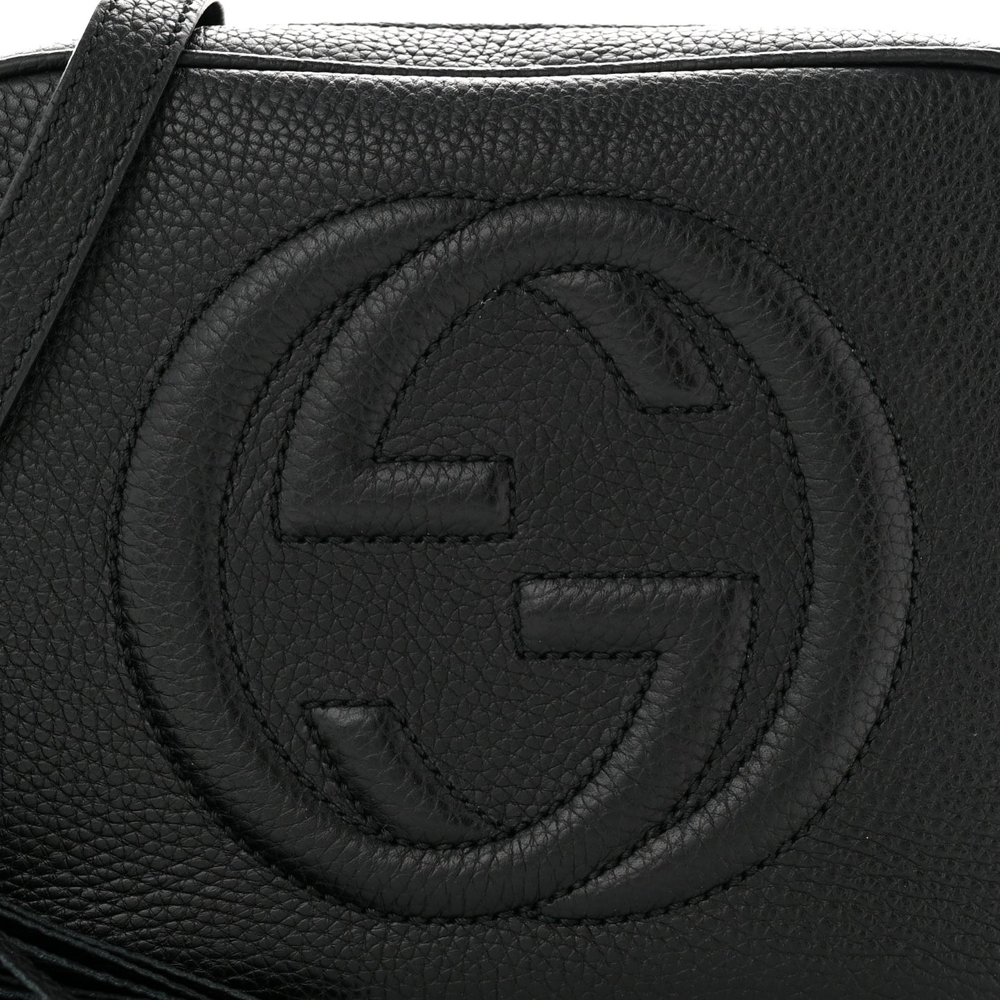 Pebbled Calfskin Small Soho Disco Bag Black