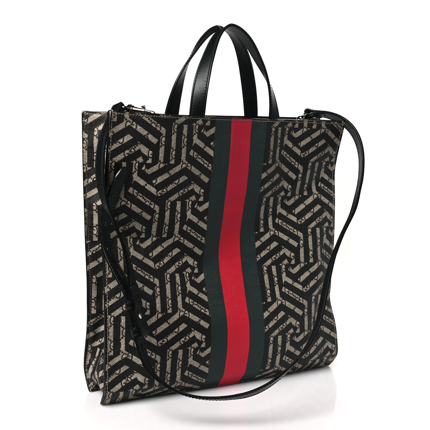 GG Supreme Monogram Caleido Web Vertical Tote Black