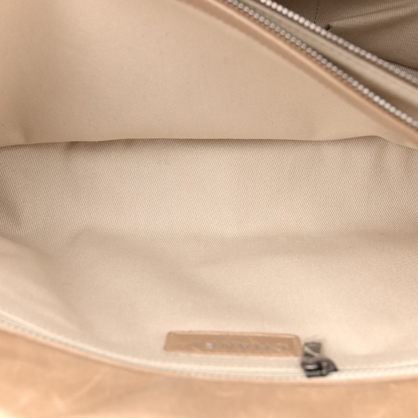 Glazed Calfskin Quilted Large Coco Soft Flap Beige