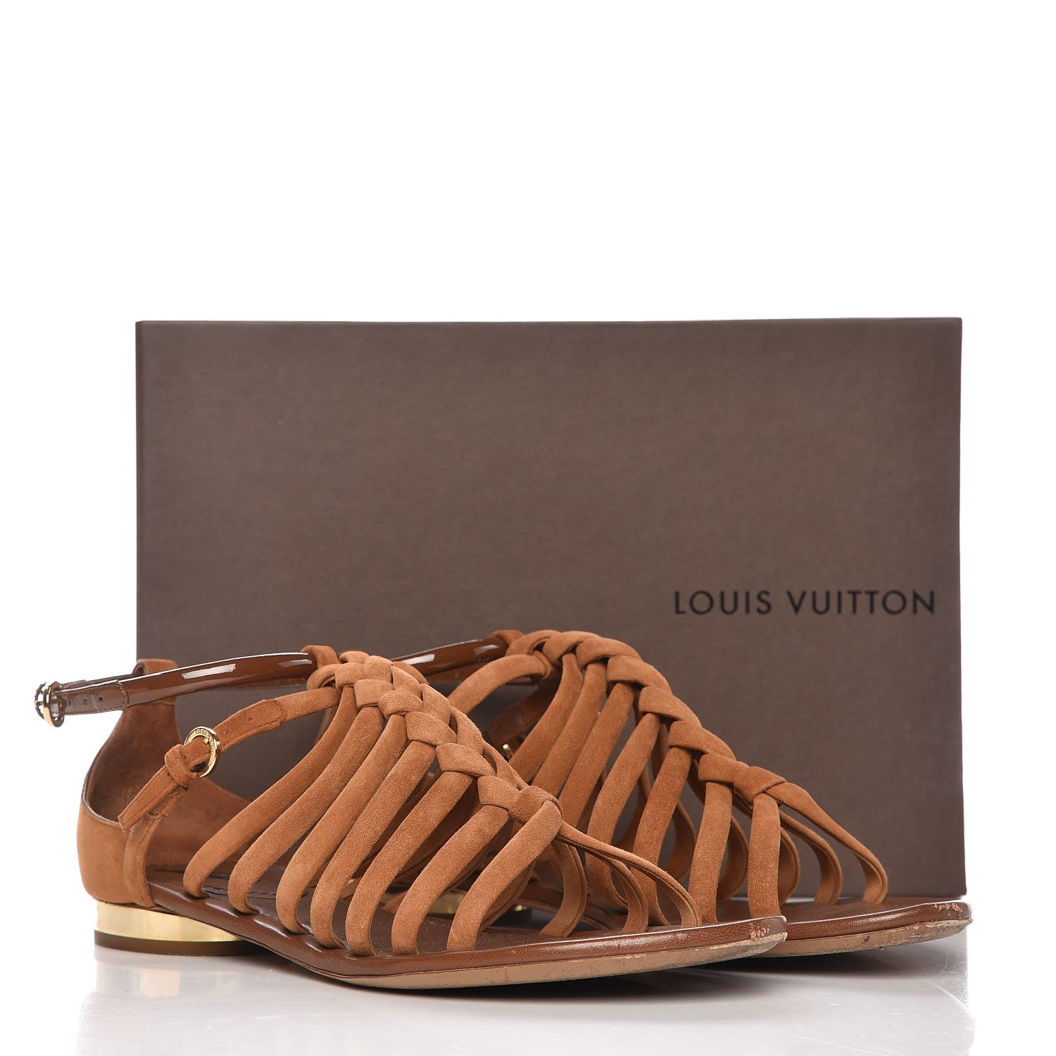 Louis Vuitton Suede Caged Flat Sandals 38.5 Tan 13 of 13