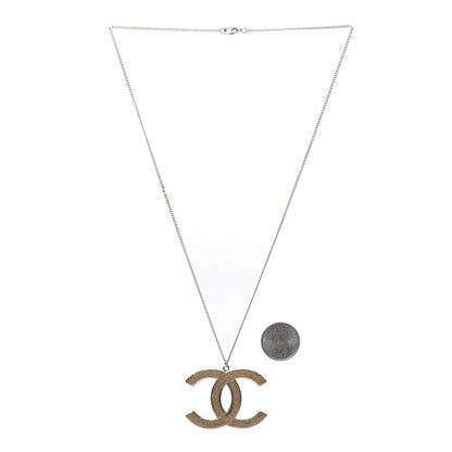 Chanel Crystal Metal Quilted CC Pendant Necklace Gold 3 of 7
