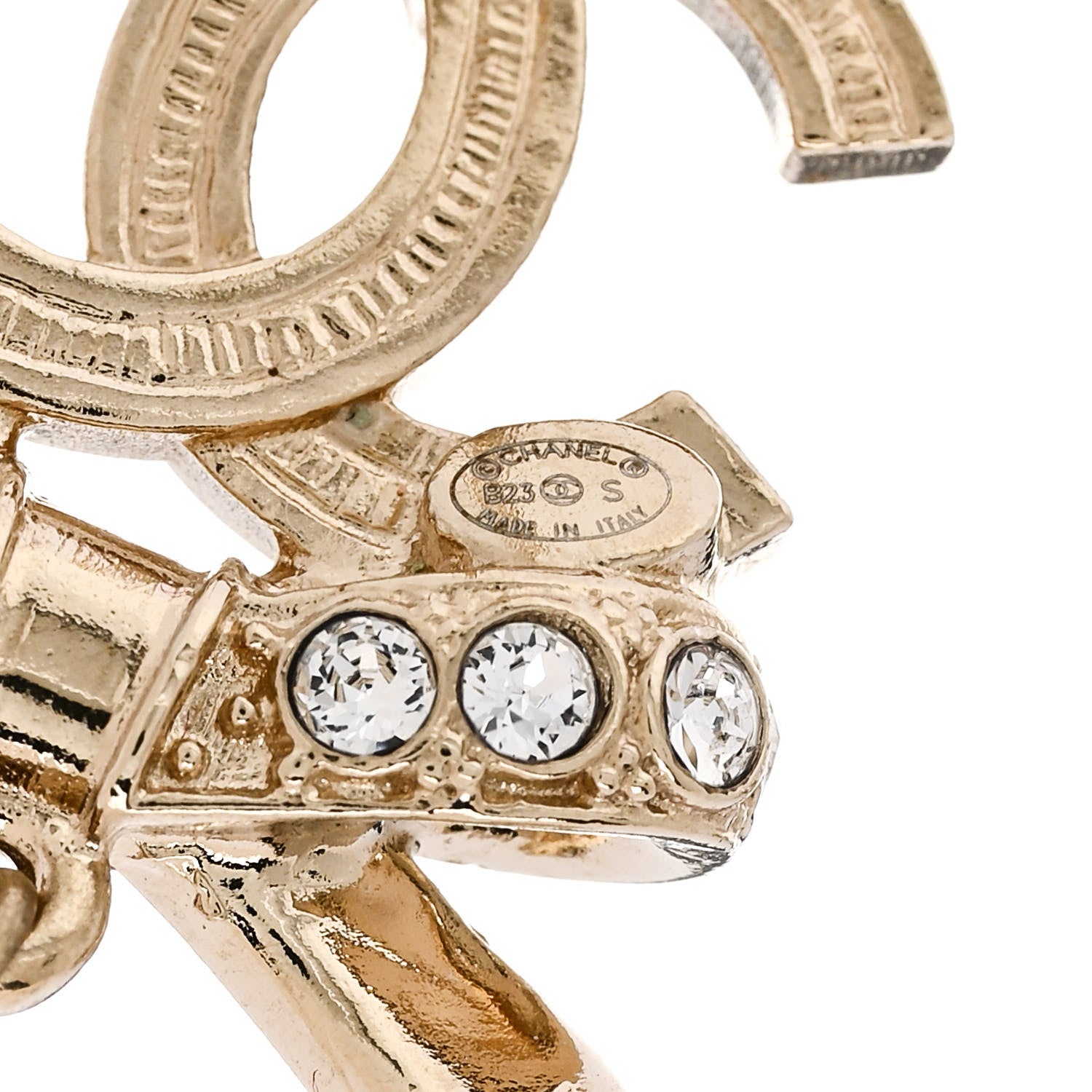 Chanel Crystal CC Bow Pearl Drop Earrings Gold Pearly White 4 of 4