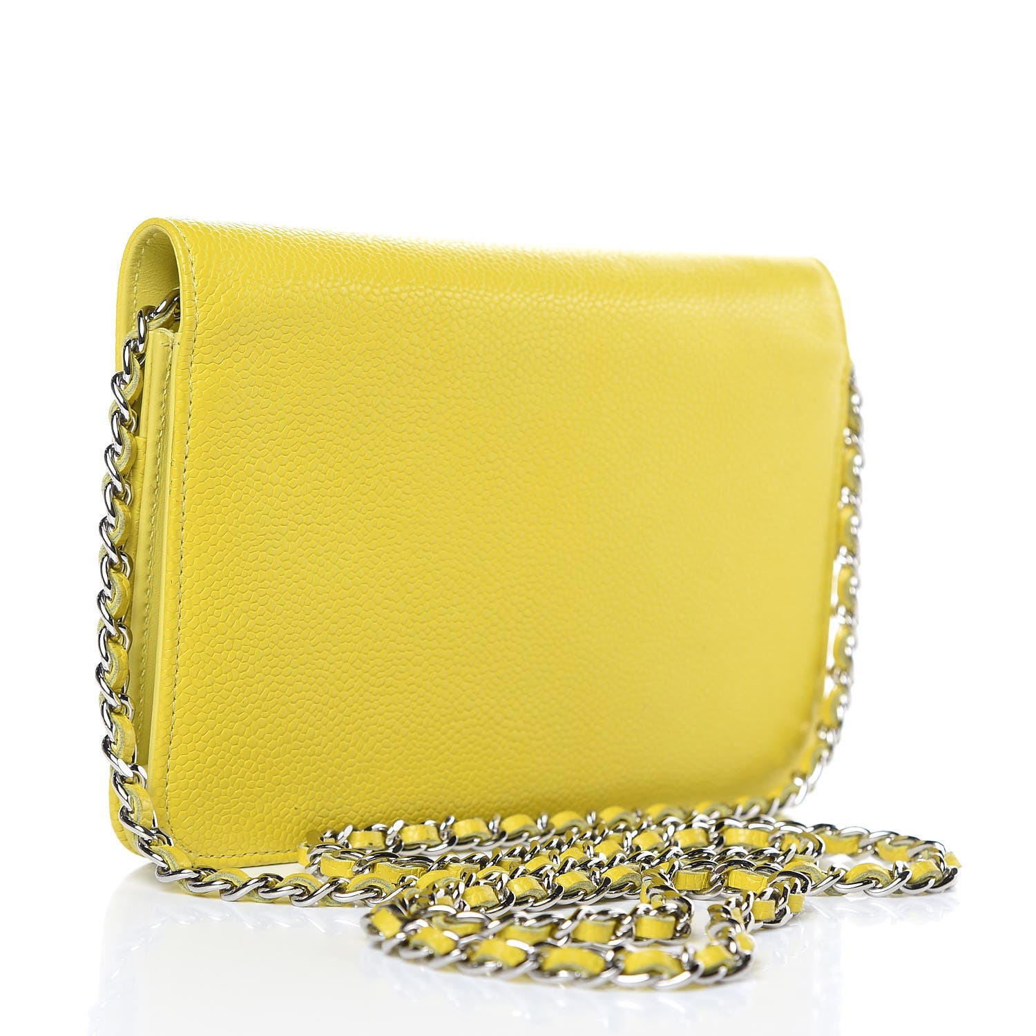 Chanel Caviar Timeless CC Wallet on Chain WOC Yellow 3 of 17