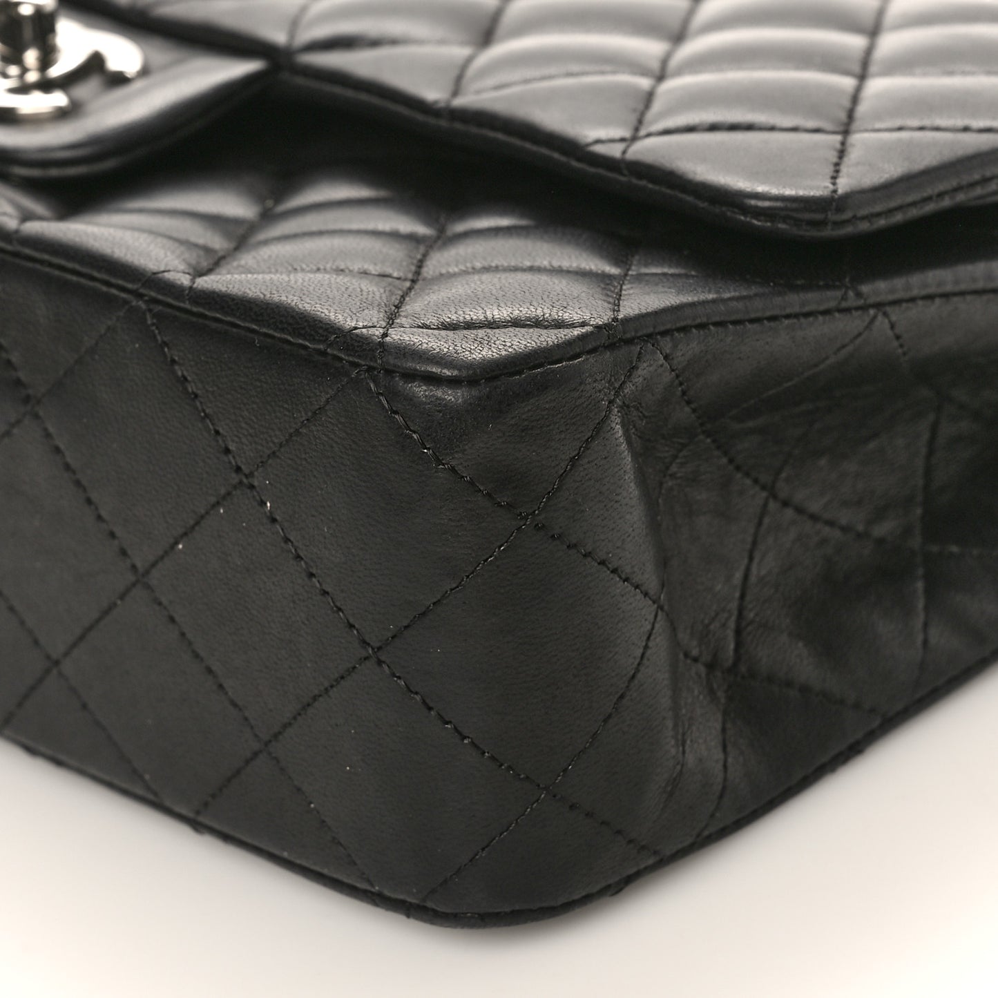 Lambskin Quilted Medium Double Flap Black
