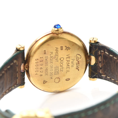 Cartier Sterling Silver Vermeil Alligator Must De Cartier Quartz Watch Brown 4 of 5