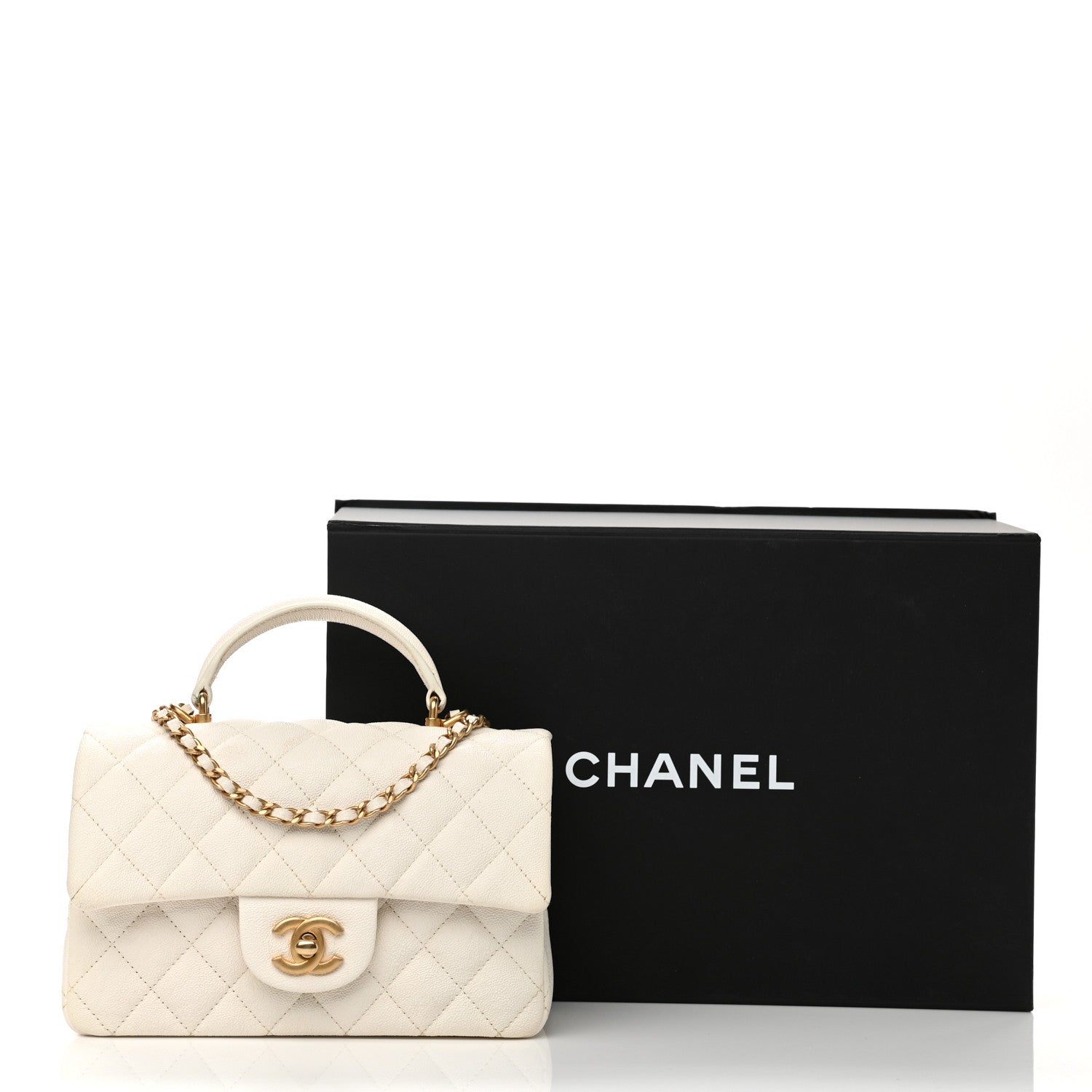 Chanel Caviar Quilted Mini Top Handle Rectangular Flap White 11 of 15