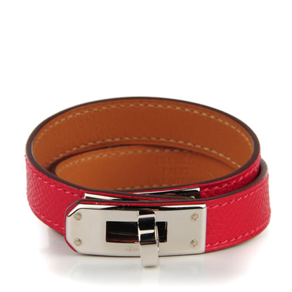 Hermes Epsom Kelly Double Tour Bracelet S Rouge Casaque 1 of 8