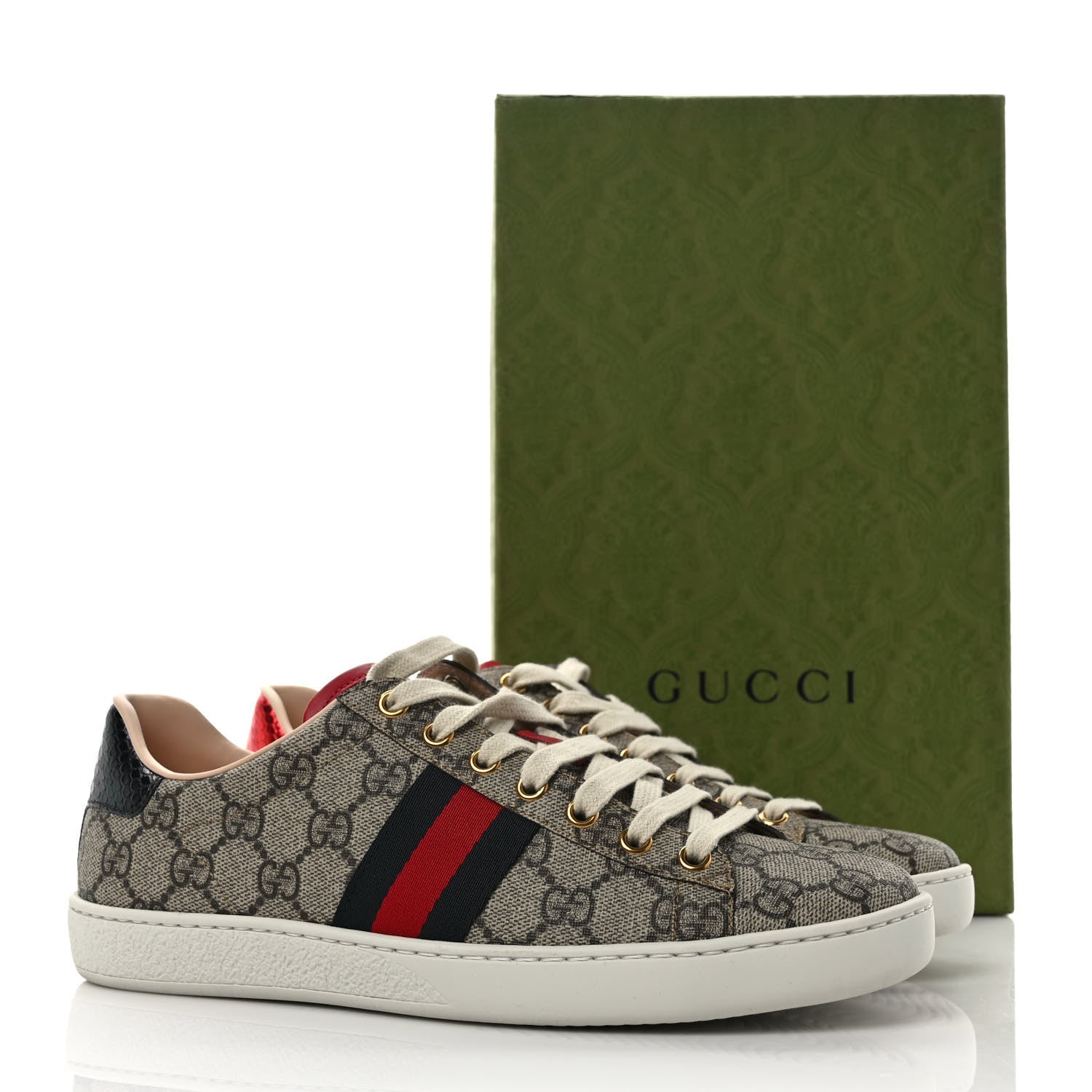Gucci GG Supreme Monogram Womens Ace Low-Top Sneaker 38.5 Beige 10 of 10