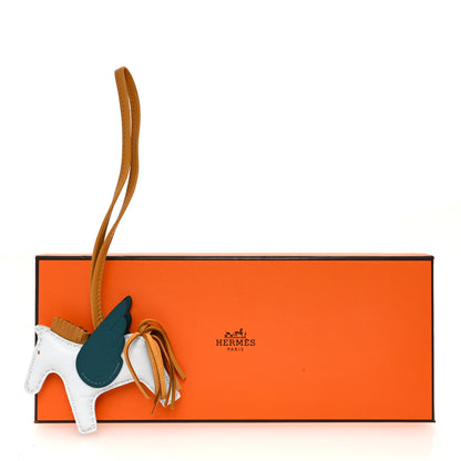 Hermes Milo Lambskin Grigri Rodeo Pegase Horse Bag Charm PM Bleu Brume Sesame Vert Bosphore 5 of 5