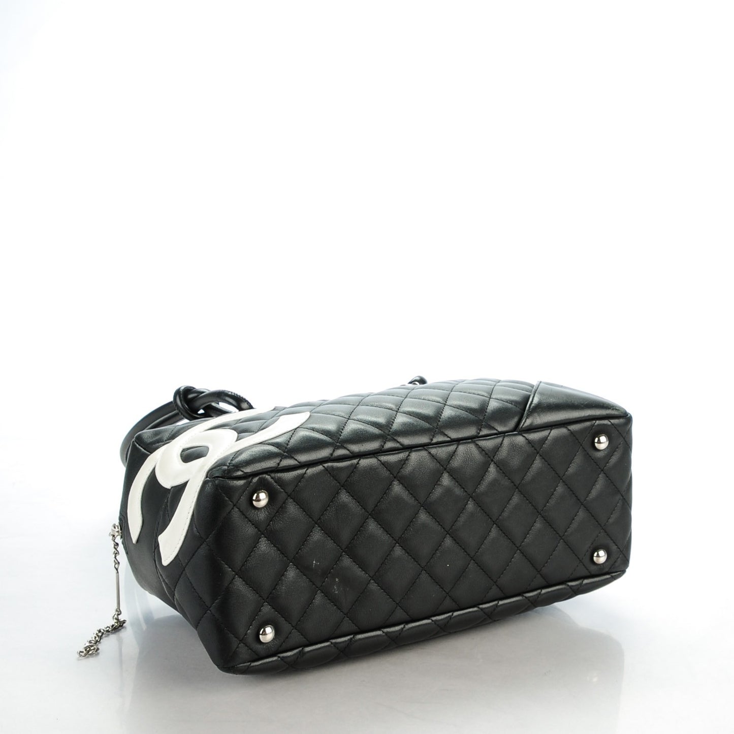 Calfskin Quilted Large Cambon Bowler Black White