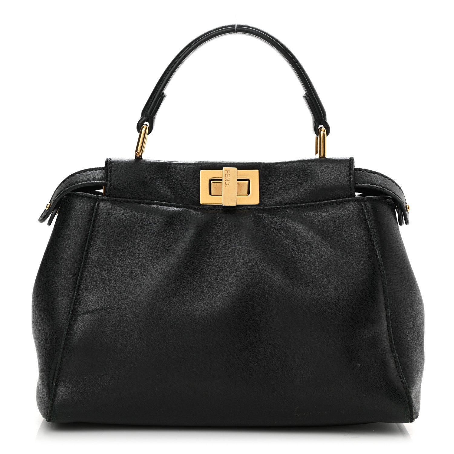 Fendi Nappa Mini Peekaboo Iconic Satchel Black 1 of 12